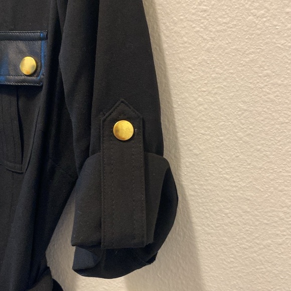 Sharagano NWT Black Short Sleeve Shirt Dress with Front Pockets - Picture 5 of 8